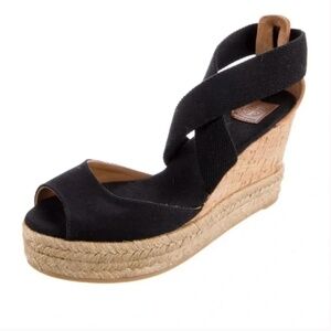 Tory Burch Natalya Criss Cross Strap Cork Wedge Espadrilles size 6